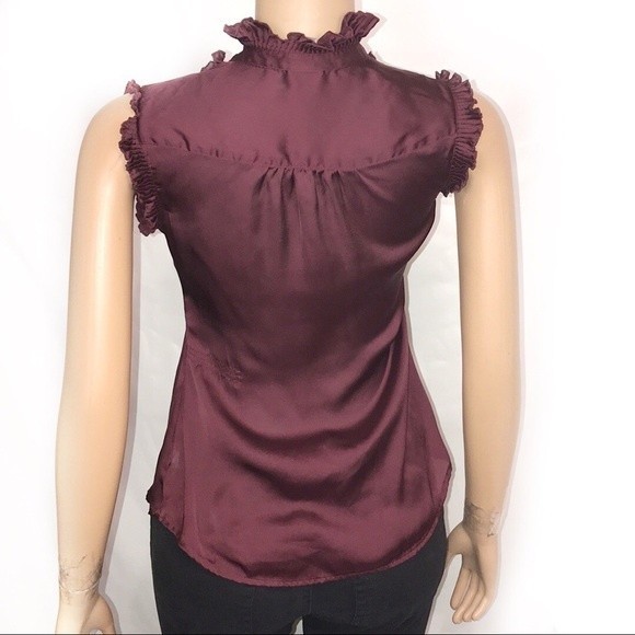 Converse One Star Peplum Top burgundy sleeveless ruffles standing collar size XS - Picture 7 of 11